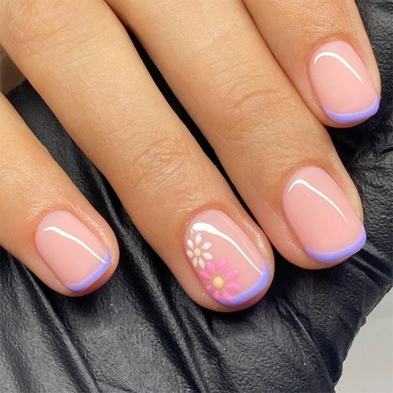 Artistic gel nails with floral design Stornfield