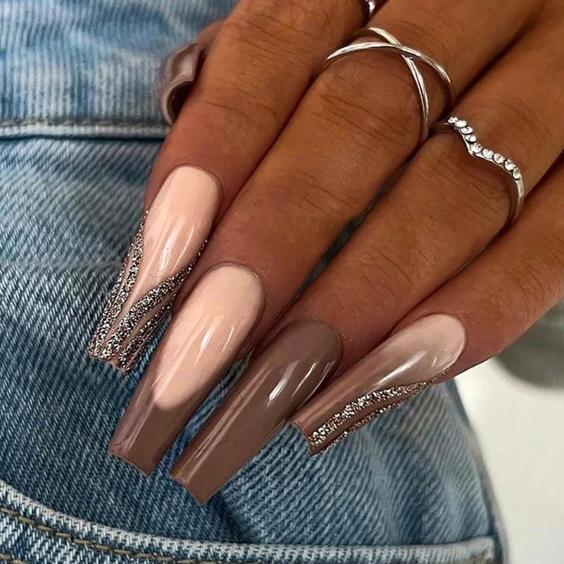 Artful gel nails with elegant rhinestone embellishments Stornfield