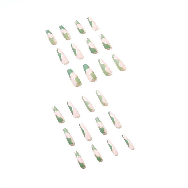 Artful Gel Nails with Elegant Wave Design and Gold Accents Stornfield