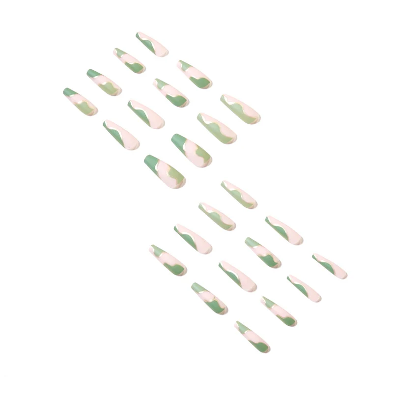 Artful Gel Nails with Elegant Wave Design and Gold Accents Stornfield