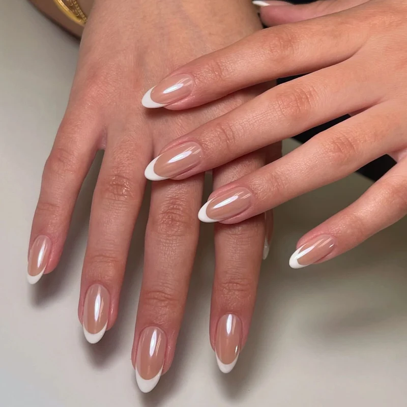 Artistic Gel Nails with Elegant French Tip Design Stornfield