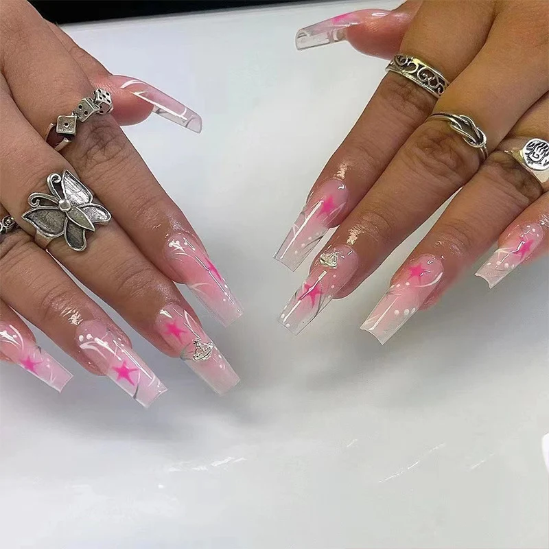 Artful Gel Nails with Elegant Floral Design Stornfield