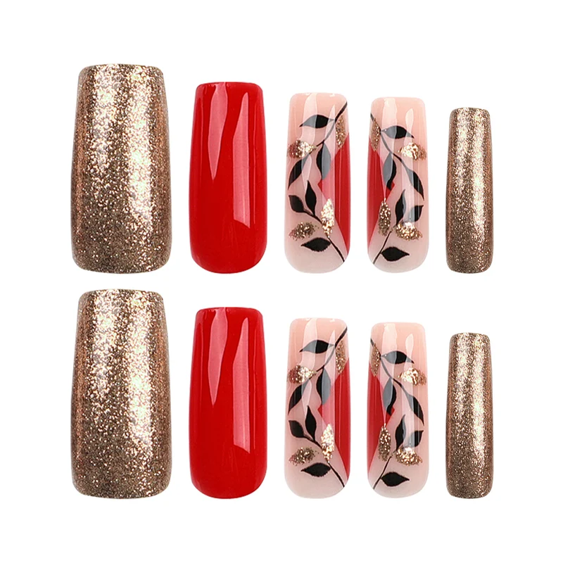 Artful Gel Nails with Elegant Floral Design and Glitter Accents Stornfield