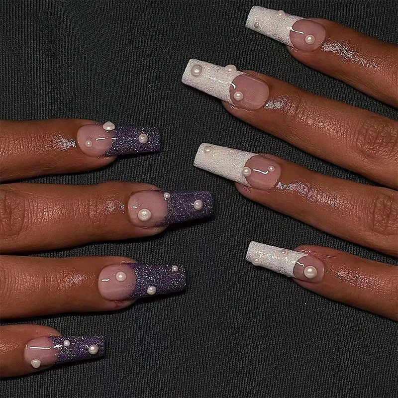 Artful Gel Nails with Elegant Floral Design and Glitter Accents Stornfield