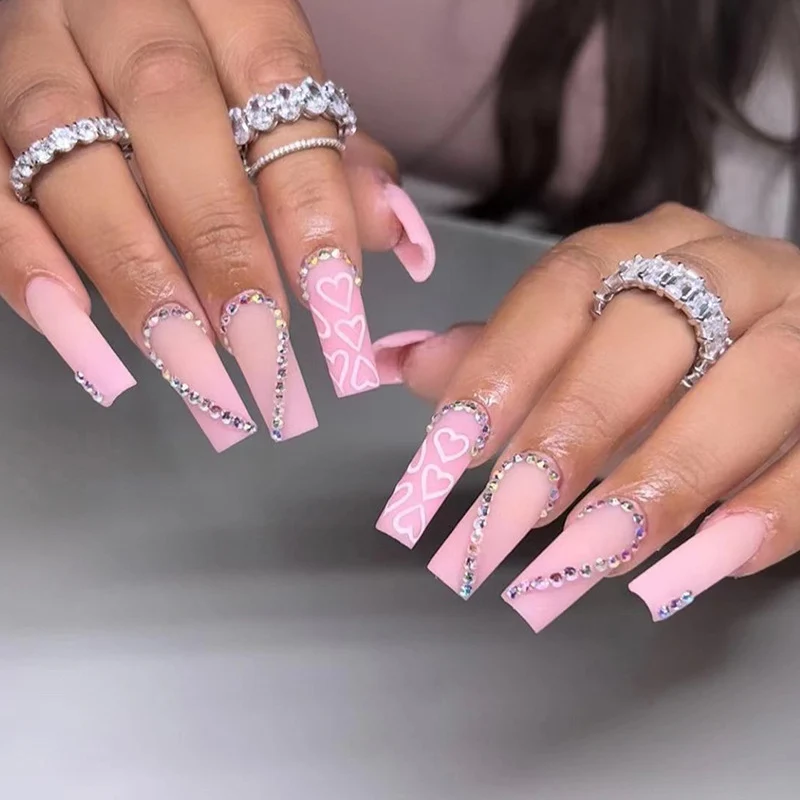 Artful Gel Nails with Elegant Floral Design and Glitter Accents Stornfield