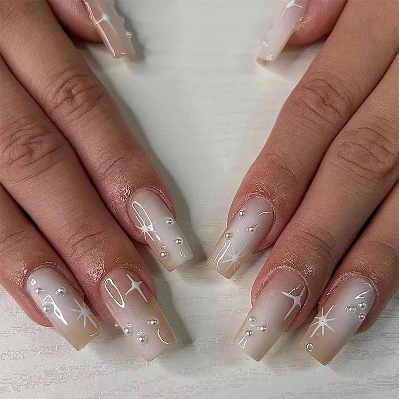 Artful Gel Nails with Elegant Floral Design and Glitter Accents Stornfield