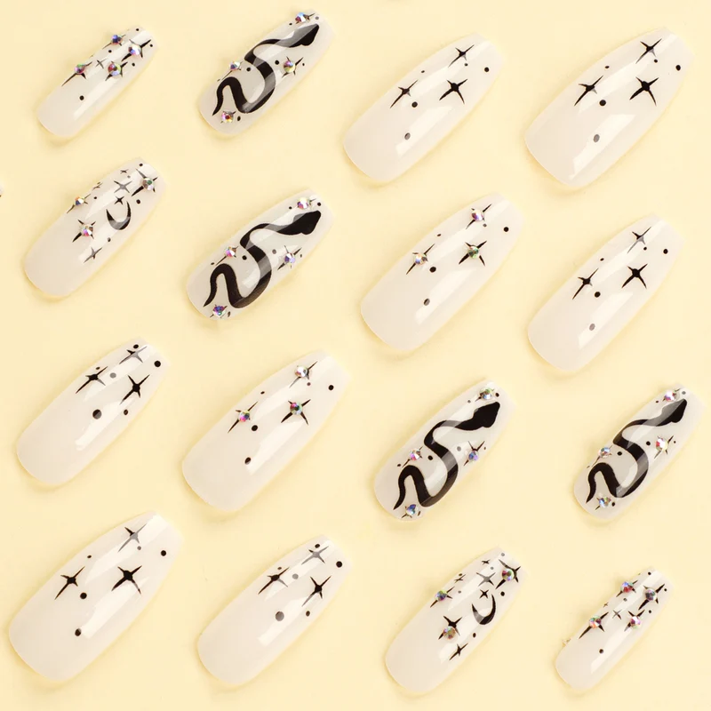 Artful gel nails with elegant 3D design and glitter accents Stornfield