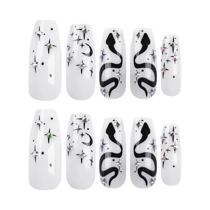 Artful gel nails with elegant 3D design and glitter accents Stornfield