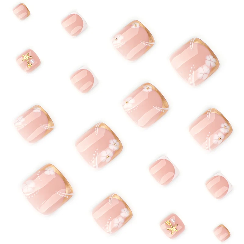 Artful toenail art with delicate flower and glitter accents Stornfield