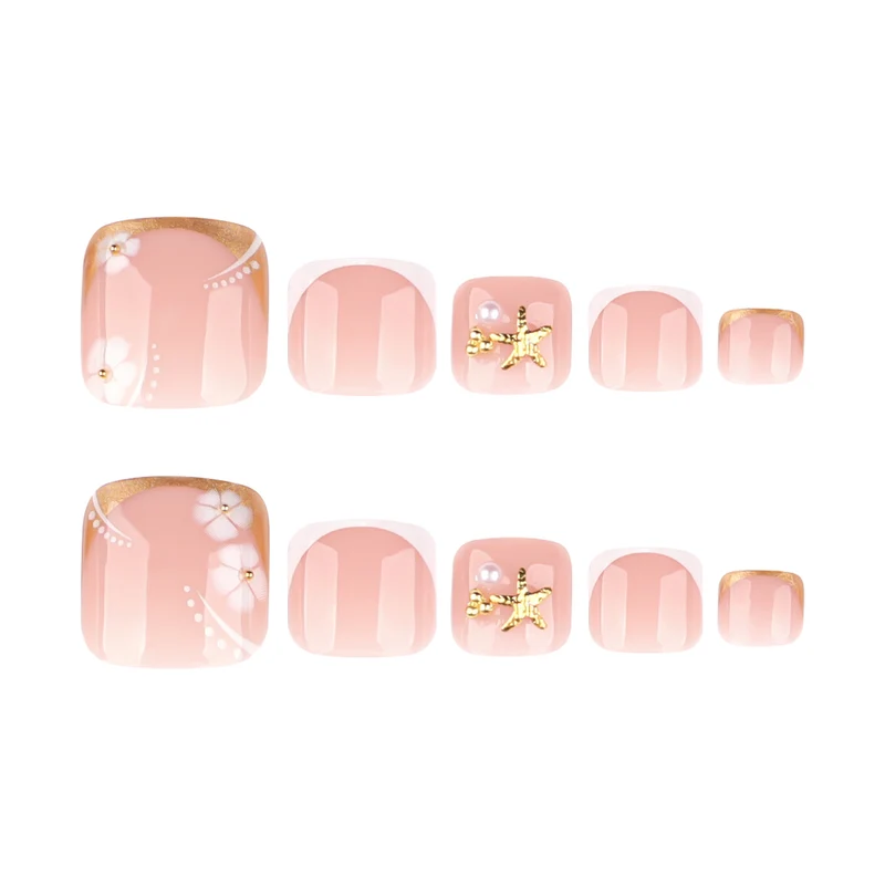 Artful toenail art with delicate flower and glitter accents Stornfield