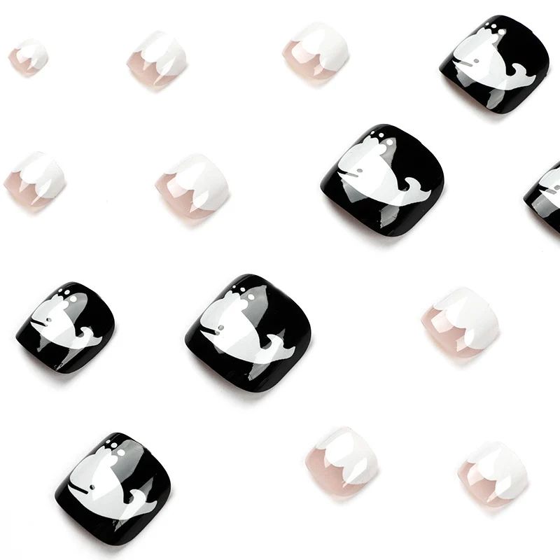 Artful toenail art with a moody whale motif Stornfield