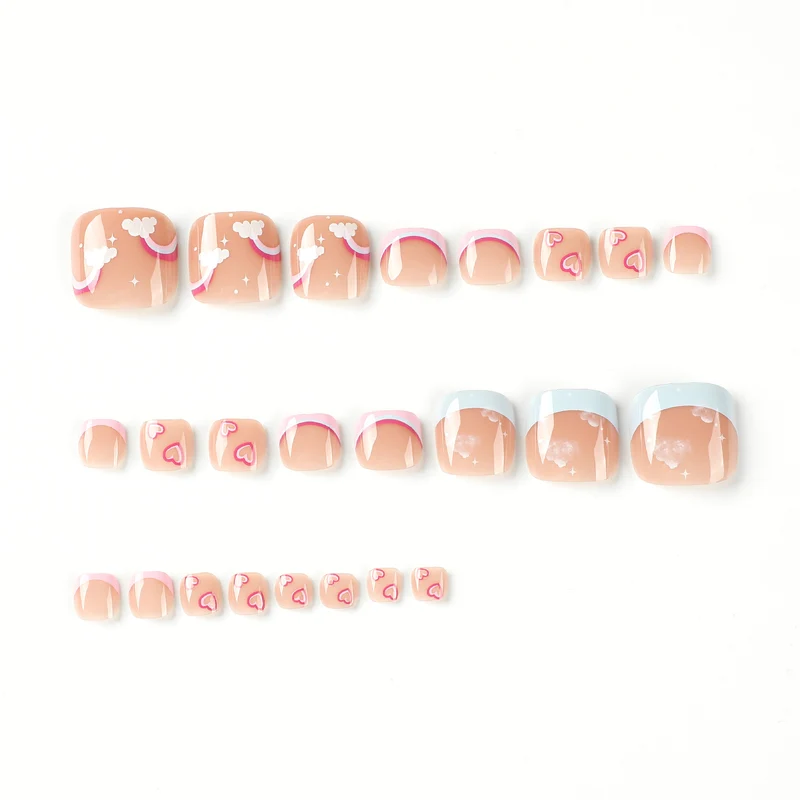 Artful toenail art with heart and cloud motifs Stornfield