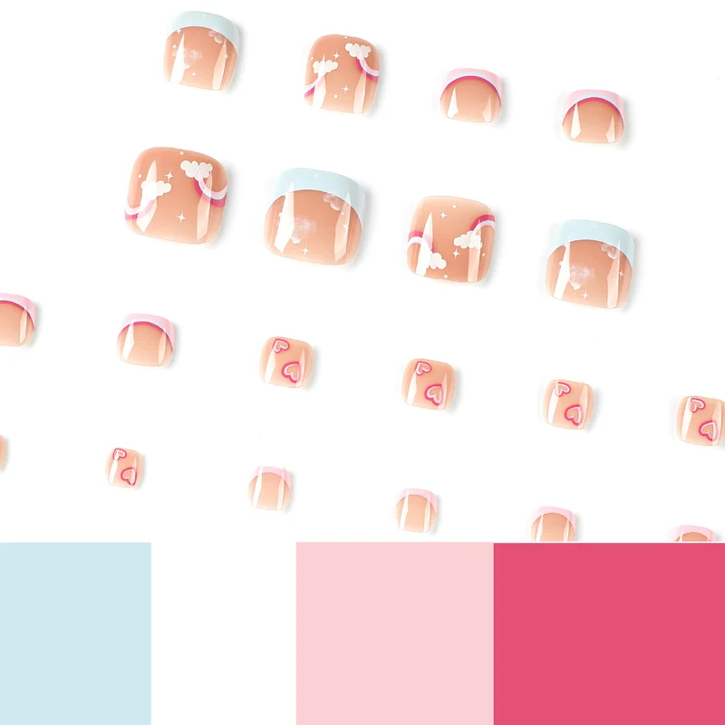 Artful toenail art with heart and cloud motifs Stornfield