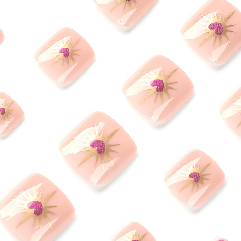 Artistic toenail art with heart and flower design Stornfield