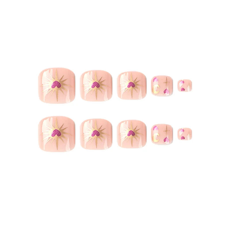 Artistic toenail art with heart and flower design Stornfield