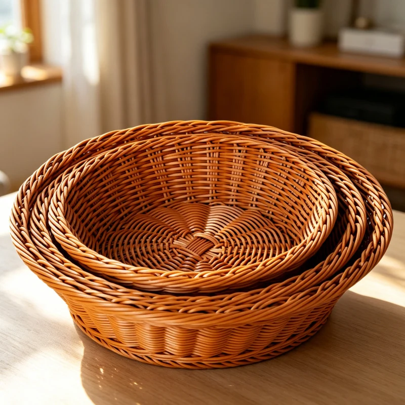 Round Decorative Woven Fruit Serving Basket Stornfield