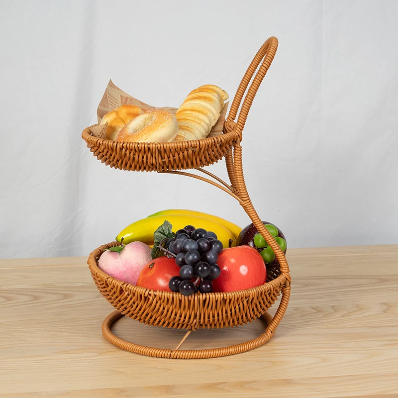 Two-Tiered Wicker Fruit Stand Stornfield
