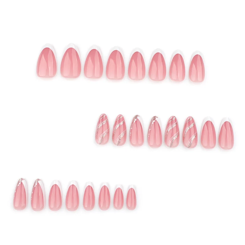 Elegante French-Tip Kunstnägel mit Glitzerakzenten Karnz