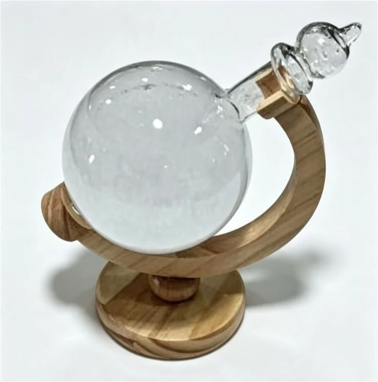 Karnz | Sturmglas Wettervorhersage Flasche Kristall Schreibtisch Barometer mit Holzfuß