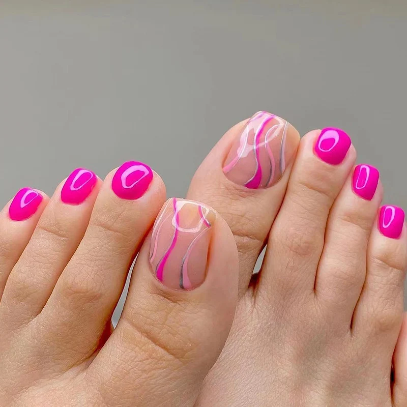 Artful toenail design with creative wave accents Stornfield