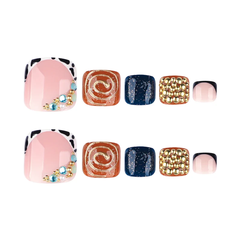 Artful toenail design with floral and sparkling accents Stornfield