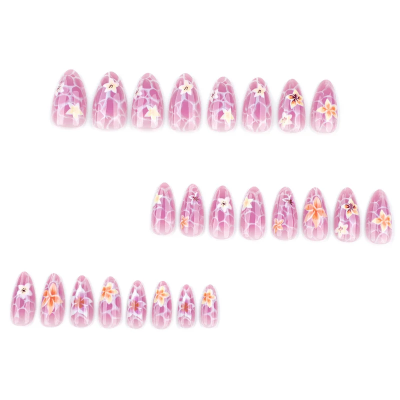 Artistic press-on nails with floral design Stornfield