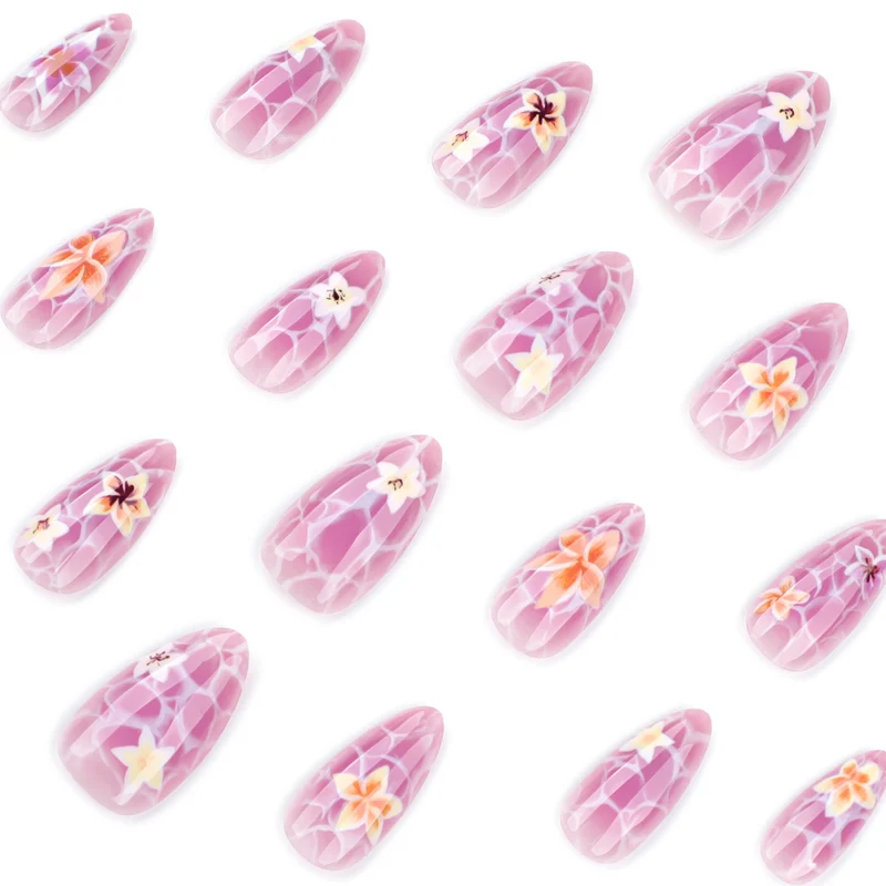 Artistic press-on nails with floral design Stornfield