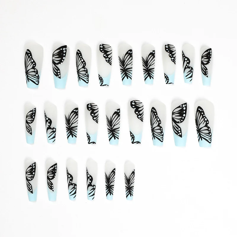Artistic printed nails with butterfly design Stornfield