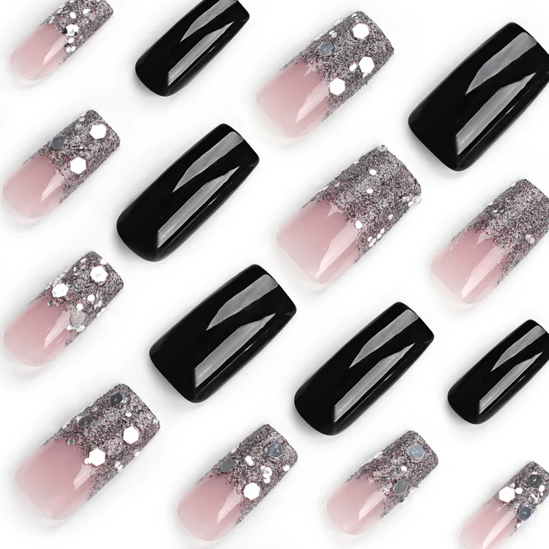 Artistic Acrylic Nails with Glitter Accents Stornfield