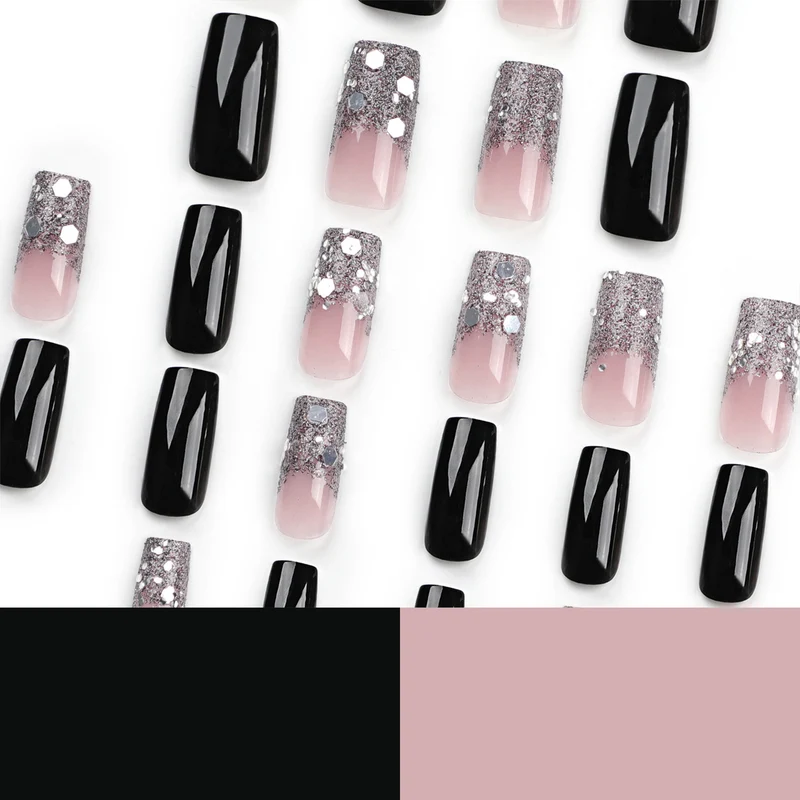 Artistic Acrylic Nails with Glitter Accents Stornfield