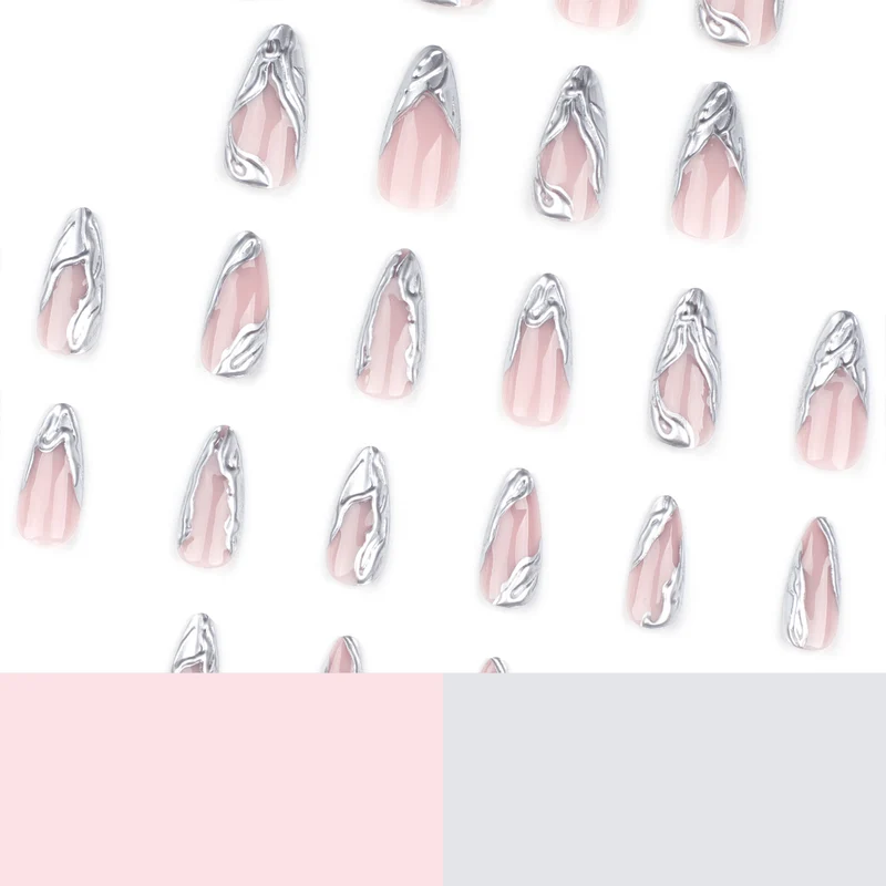 Artistic Acrylic Stiletto Nails with Elegant Metallic Decorations Stornfield