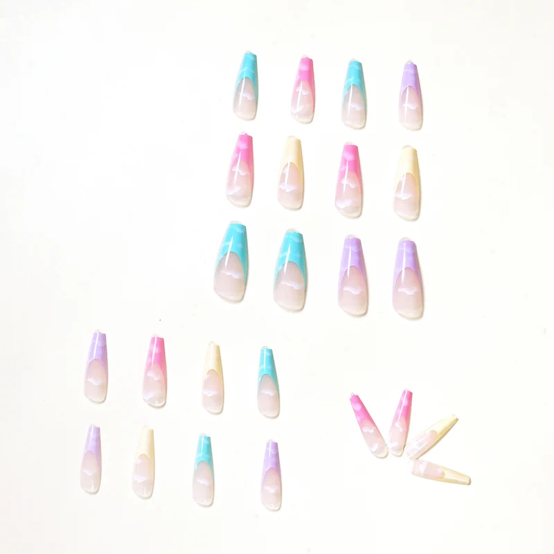Artistic Acrylic Nails with Cloud Design Stornfield
