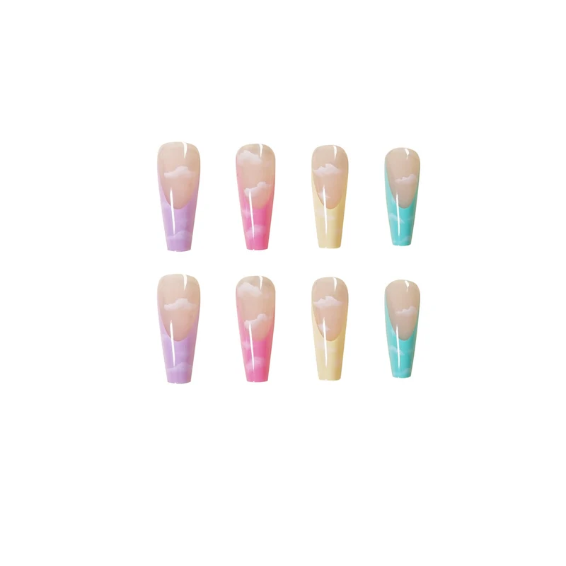 Artistic Acrylic Nails with Cloud Design Stornfield