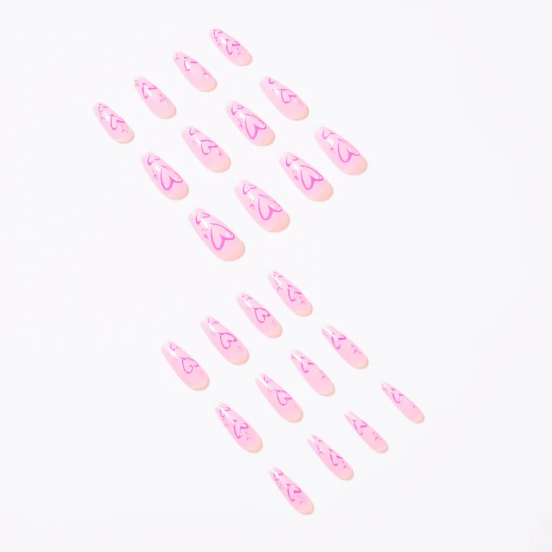 Artistic acrylic nails with heart design Stornfield