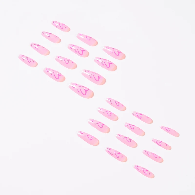 Artistic acrylic nails with heart design Stornfield