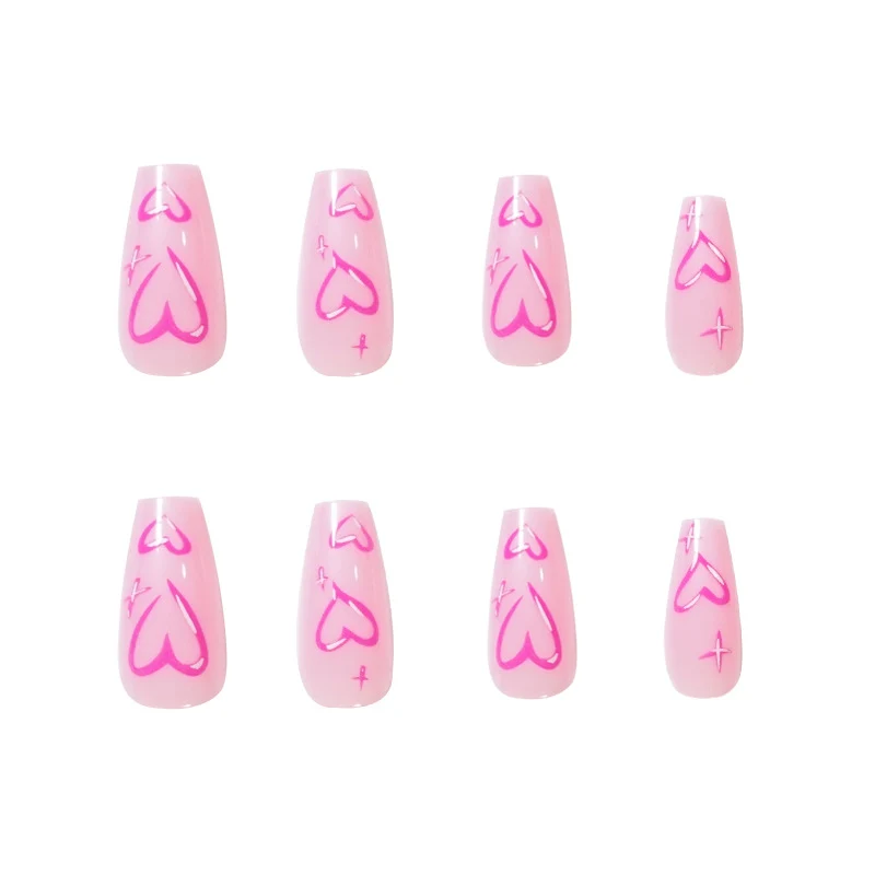 Artistic acrylic nails with heart design Stornfield
