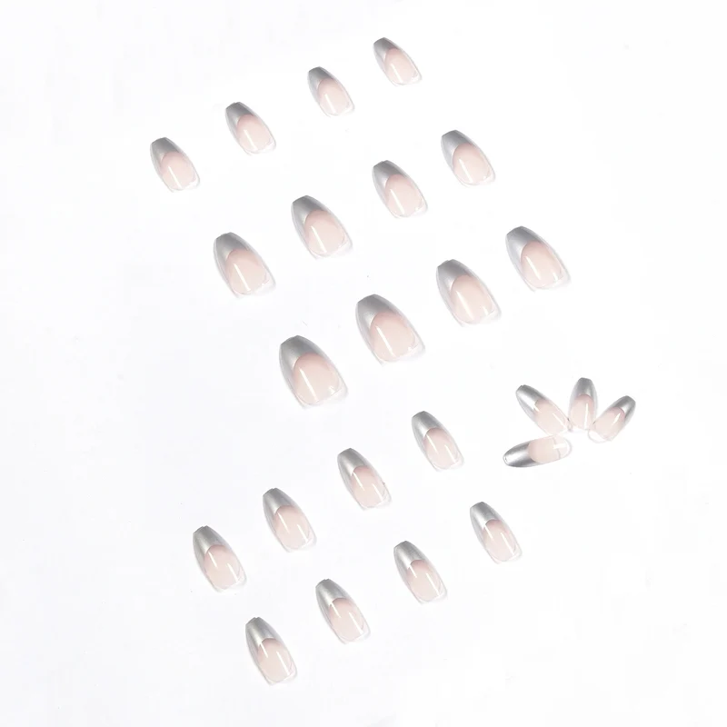 Artificial stiletto nails with glitter accents and elegant French tip Stornfield