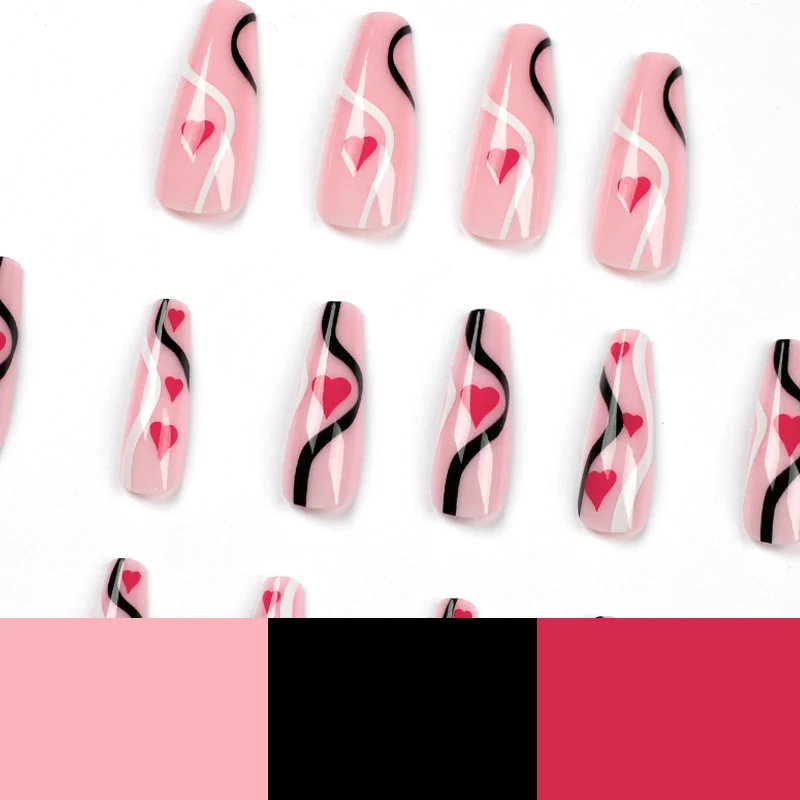 Artificial nail extensions with heart design Stornfield
