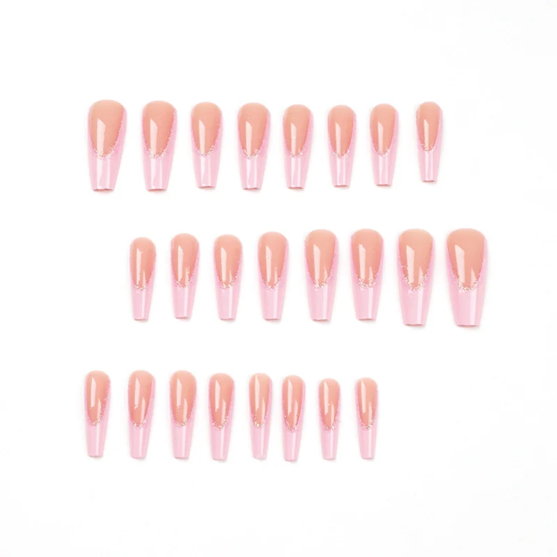 Artificial nail extensions with glitter decoration Stornfield