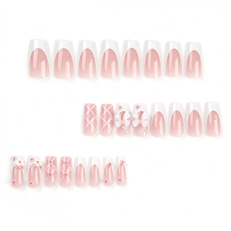Artificial nail extensions with floral accents Stornfield