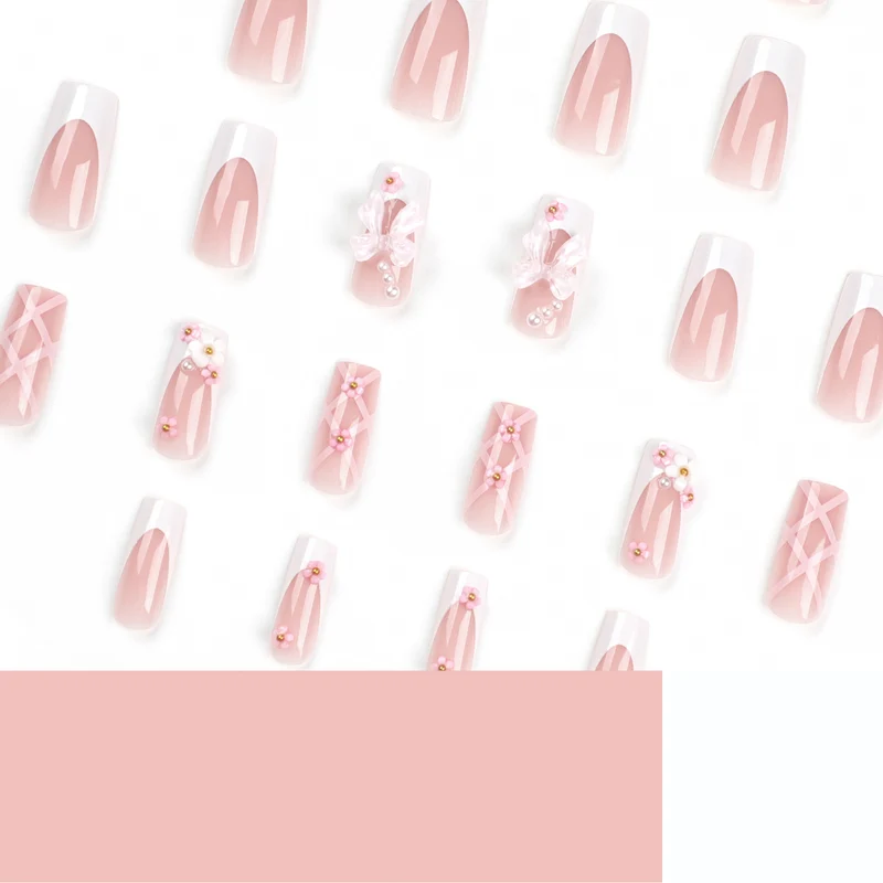 Artificial nail extensions with floral accents Stornfield