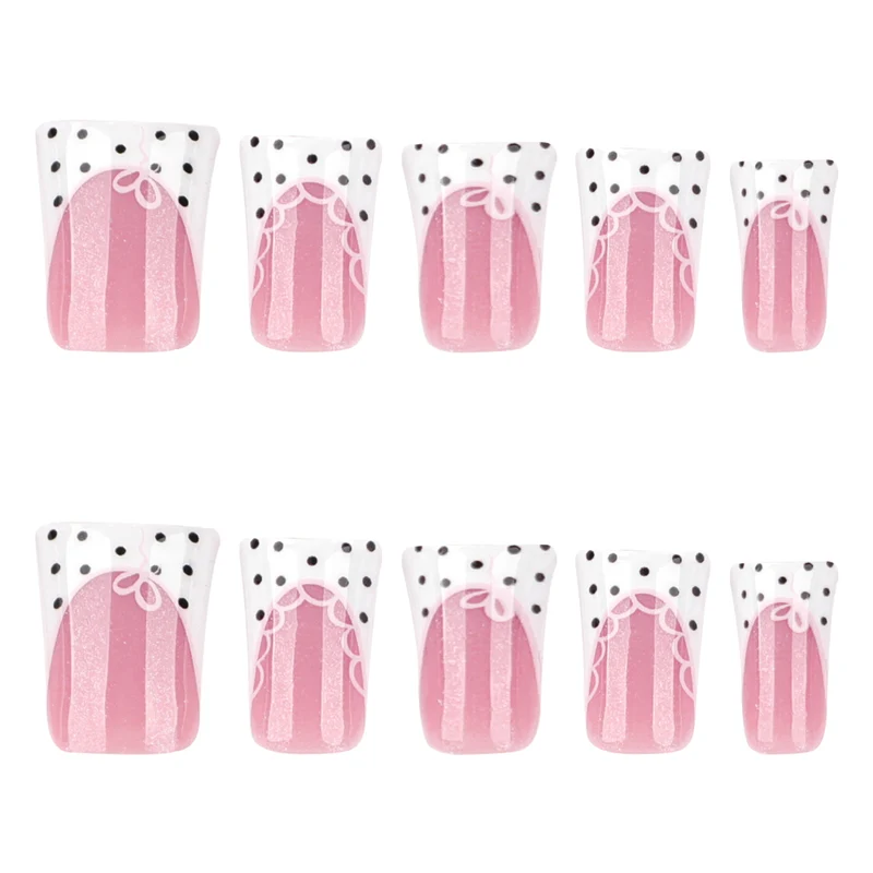 Artificial nail extensions with elegant lace design Stornfield