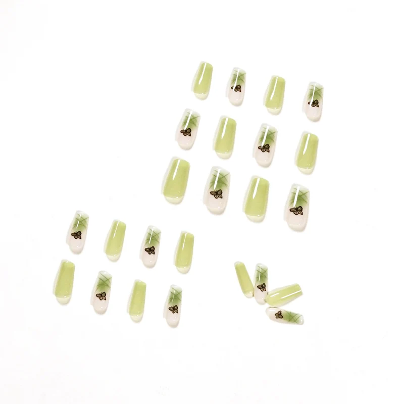 Artificial nail extensions with elegant butterfly design Stornfield