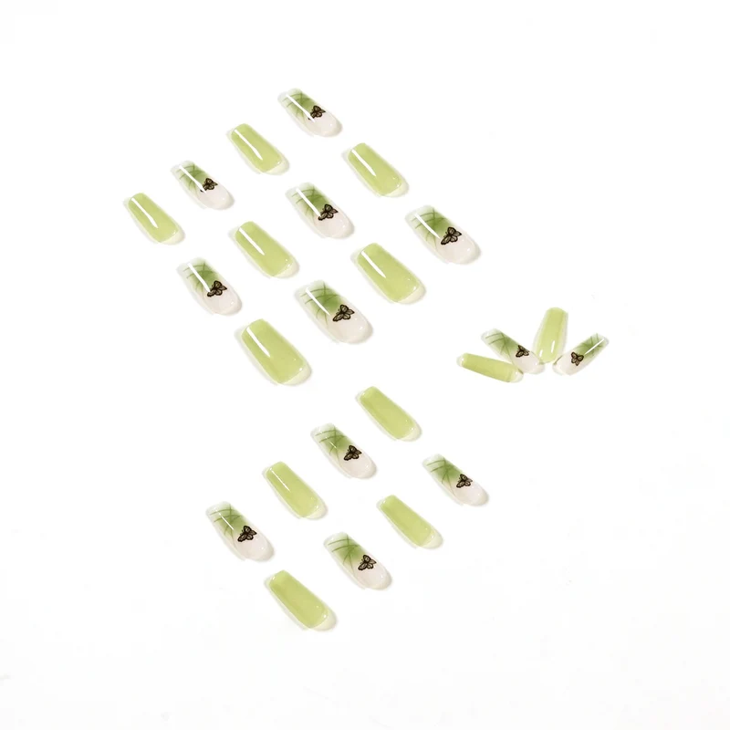 Artificial nail extensions with elegant butterfly design Stornfield
