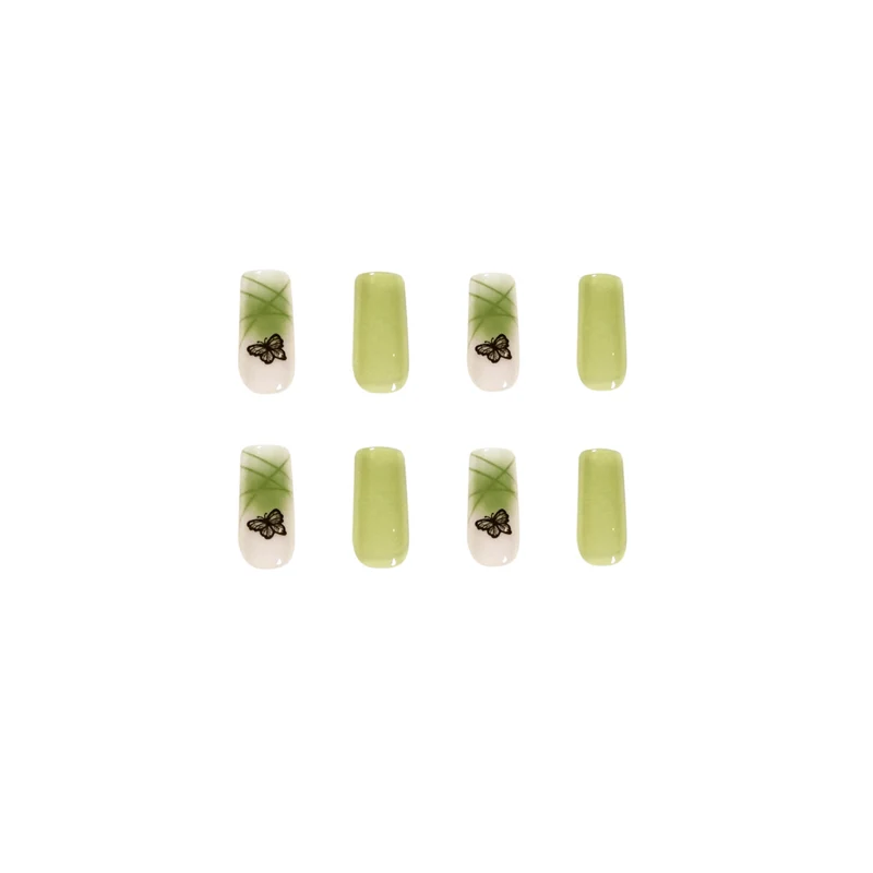 Artificial nail extensions with elegant butterfly design Stornfield