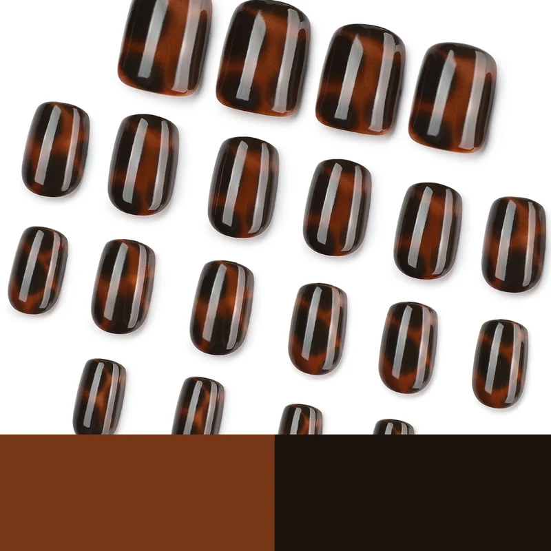 Artificial nail extensions with elegant tortoiseshell decor Stornfield