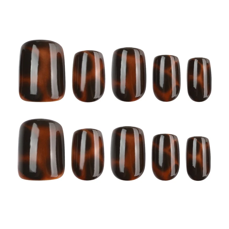 Artificial nail extensions with elegant tortoiseshell decor Stornfield