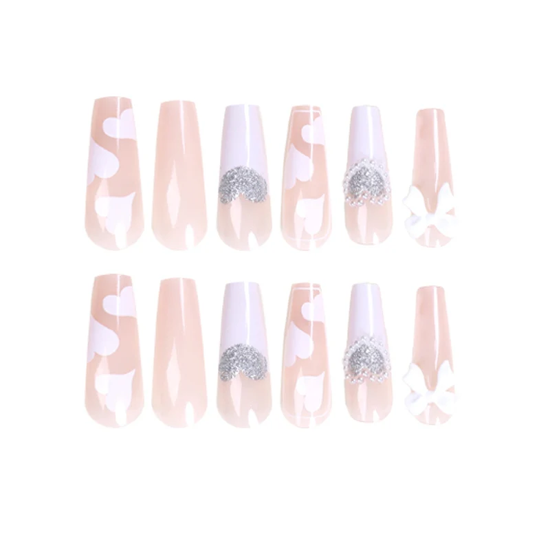 Artificial nail extensions with elegant floral design Stornfield