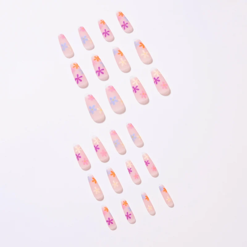 Artificial nail extensions with colorful floral pattern Stornfield