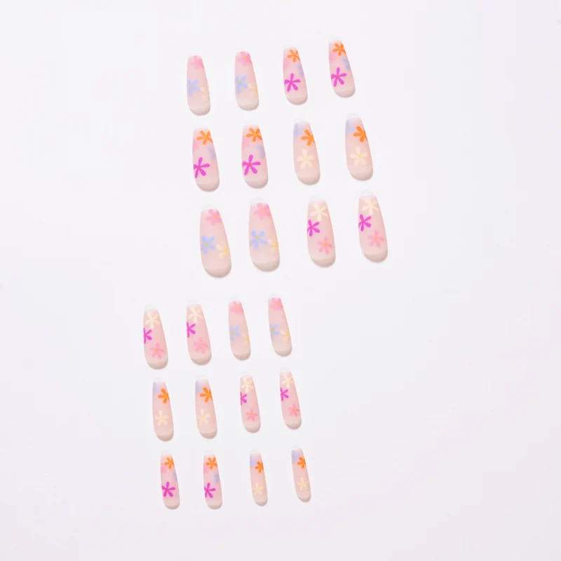 Artificial nail extensions with colorful floral pattern Stornfield